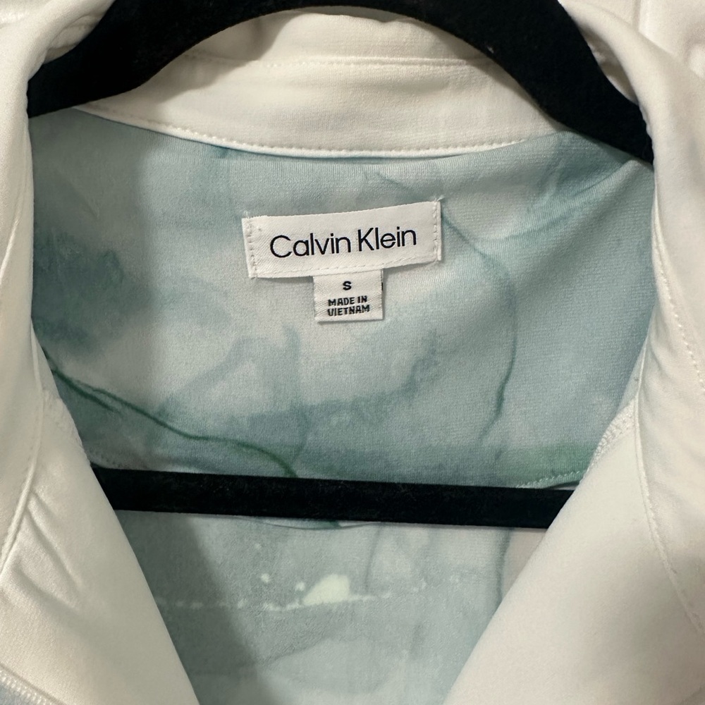 Calvin Klein Watercolor Marble Sleeveless Zip Polo Top Small NWT - Picture 2 of 13